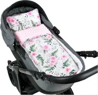 BABYLUX Babydecke MINKY PLÜSCH Kinderwagen 75x60cm MP110 - Rosa + Blumen