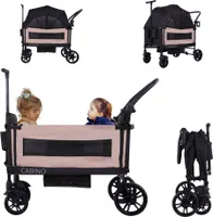 Cabino® Bollerwagen Waggie - Leicht, Faltbar, Verstellbarer Griff, Abnehmbare Sonnendach, Inkl. Tablett und Becherhalter Schwarz und Taupe
