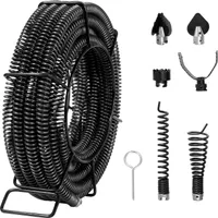 VEVOR Rohrreinigungsspirale 14 m x 22 mm, professionelles Rohrreinigungskabel mit 6 Schneidern für Rohre von 20 bis 150 mm, Hohlkern-Kanalisationsspirale für Spüle, Bodenablauf, Toilette