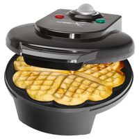 Clatronic® Waffeleisen mit ca. Ø 18 cm Backfläche | Herzform | stufenlos einstellbarer Bräunungsgrad & 2 Kontrollleuchten | 1200W | WA 3491 schwarz