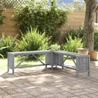 vidaXL Garten-Eckbank mit Pflanzkübel 117 cm Massivholz Akazie Grau