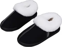 Hausschuhe Damen Herren Pantoffeln im Herbst und Winter Wärme Plüsch rutschfeste Drinnen und Draußen Schuhe, rot, 44-45