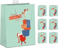 PremiumLine Geschenktaschen Weihnachten 6 Stück | DIN A4 Geschenktüten Papier Geschenkbeutel groß | farbige Kordel, Namenskarte | Santa Claus, Large 26x32x12cm | Skorpion Papeterie