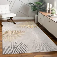 Teppich Wohnzimmer Kurzflor Blätter Floral Regenbogen Geometrisch Grösse 200x290 cm