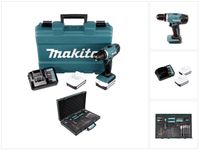 Makita DF 347 DWE 14.4V Li-ion Akku Bohrschrauber mit 2 x 1,5 Ah Akku und Ladegerät + Makita P-90261 Pro XL - Großes 70-teiliges Bit, Bohrer und Zubehör Set
