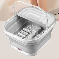 Fußsprudelbäder, Fußbad, 450W, 45° Warmhaltefunktion, Zusammenklappbar, Aufheizfunktion, mit 8 Massagerollen, mit Sprudelfunktion, mit Fußmassageset