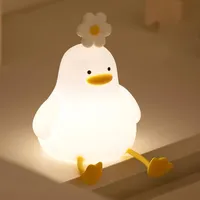 Nachtlicht Kinder Dimmbar, Kawaii Blume Ente Lampe, USB Wiederaufladbare Nachtlicht Baby aus Silikon, Touch Timing Baby Stilllicht