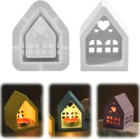 Silikonformen Gießformen Häuser, 3D Silikonform Haus Silikonform Kerzenhalter, Weihnachten Gießformen,Gießform Kerzenhalter