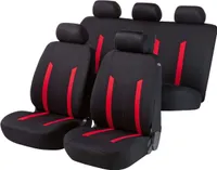 WALSER poťahy autosedačiek kompletná sada Hastings, poťahy autosedačiek, kompletná sada, 2 poťahy predných sedadiel, 1 poťah zadných sedadiel, univerzálne poťahy autosedačiek čierna/červená