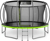 Hop-Sport Trampolin Outdoor - Ø 427 - Trampolin mit innenliegenden Sicherheitsnetz, gebogenen Netzstangen und Sicherheitszertifikaten - Komplettset