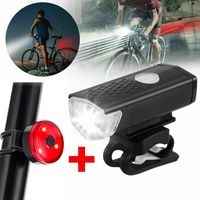 2stk USB Wiederaufladbare LED Fahrradbeleuchtung Frontlicht Rücklicht Strahler 