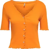 Only Laila Button Kurzarm-oberteil Orange L Frau Orange L