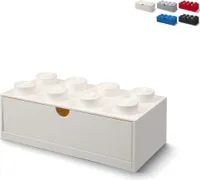 LEGO Desk Drawer 8 Noppen Aufbewahrungsbox mit Schublade - Weiß
