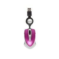 Verbatim Go Mini Optical Travel Mouse - Maus - rechts- und linkshändig - optisch - 3 Tasten - kabelgebunden - USB - Hot Pink