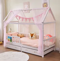 Alavya Home® Hausbett 90x200 cm Komplett Set mit Schubladen - Zwei Schubladen + Matratze + Rosa Deko I Kinderbett 90 x 200 cm