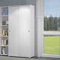 Kleiderschrank Dalia, Kleiderschrank mit 2 SchiebetÃ1/4ren und 4 Einlegeböden, Moderne Mehrzweck - Schlafzimmermöbel, 100%  Italy, 90x45h195 cm, Weiß