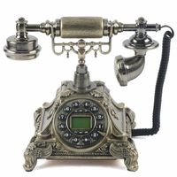 Retro Festnetztelefon antikes  Telefon nostalgisches braunes eingerichtetes