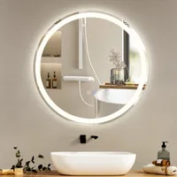 ZMH koupelnové zrcadlo s osvětlením LED kulaté 50cm vyhřívané nástěnné zrcadlo koupelna s dotykovým spínačem a rozmlžovačem IP44 stmívatelné koupelna 3000K-6500K