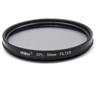vhbw Universal Polarisationsfilter kompatibel mit Kamera Objektiven mit 55mm Filtergewinde - Zirkularer Polfilter (CPL), Schwarz