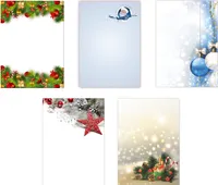 5 x 5 Blatt Motivpapier Briefpapier Mix DIN A4 Weihnachtsmann Kugeln Sterne Kristalle (Weihnachten-5229)