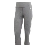 adidas 3/4 Leggings Damen im 3 Streifen Design, Farbe:Grau, Größe:L