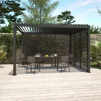 sweeek - Bioklimatische Pergola Triomphe 3x4m mit 3 Lamellenwänden 130 cm - Anthrazit