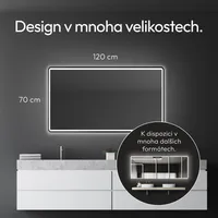 LED koupelnové zrcadlo TALOS black Moon 120x70 cm - koupelnové zrcadlo s osvětlením - vhodné do vlhké vody díky hliníkovému rámu - barva světla neutrální bílá