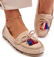 Wildlederloafer mit Schleife und Fransen Beige Dorine 39