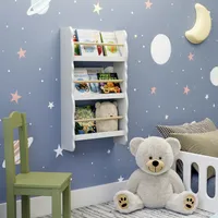 Kinder Bücherregal LIRO Wandregal, Bücher-Organizer mit 3 Ablagen, Kinderregal für Buchaufbewahrung, aus Kiefernholz, für Kinderzimmer Spielzimmer