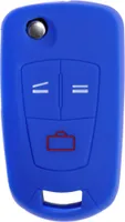 Auto Schlüssel Hülle Silikon Schutz Cover Blau kompatibel mit OPEL Signum Insignia Vectra Zafira 3 Tasten Klappschlüssel