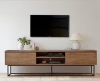 Skye Decor, Rodez- Rodez 180SPH, Nussbaumfarbe,Schwarz, TV-Schränke, 50x180x40 cm, 100% Melaminbeschichtete Partikelplatte