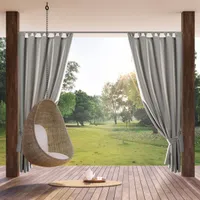Eurofirany Vorhang GARDEN Waserfeste Outdoorvorhänge Terassenvorhänge silber 155x220 cm Schlaufen  Klettverschluss