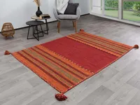 Steffensmeier Handweb Teppich Muriani | Baumwolle |  Wohnzimmer | Rot, handgewebt, Größe: 80x150 cm