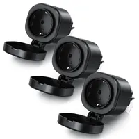 BEARWARE 3x WLAN-Steckdose Wifi Outdoor Steckdose 2,4 Ghz, Steuerung per App, IP44, max. 3680 W, 1-St., Pairing LED, Thermosicherung, 16A, schwarz
