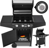 Juskys BBQ Gas-Grill Louisiana 8,1 kW - 3 Brenner Grillrost, Deckel mit Thermometer