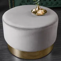 riess-ambiente Eleganter Hocker MODERN BAROCK 55cm Samt silber gold Couchtisch  Beistelltisch