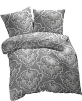 ETÉREA Kissenbezug 40x40cm - 100% Baumwolle Pflegeleichter Kissenbezug Trisa Ornamente natürlich weich - Kopfkissenbezug 40x40cm 100% Baumwolle - Kissenbezug mit Reißverschluss -  Green - Grau