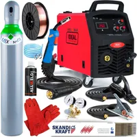 Ideal TECNO MIG 250/2 PRO 230V / 400V Profi Schutzgasschweißgerät mit 250 A und Fahrwerk - MMA - Induktivität und Lötschweißen - Set Professional