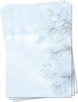 Motivpapier Briefpapier (Winter-5163, DIN A4, 25 Blatt) - tiefverschneite Winterlandschaft mit schneebedeckten Bäumen und dichtem Schneefall