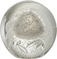 J-line – Briefbeschwerer aus Blasenglas, silberfarben, groß – 12 x 12 x 11,5 cm