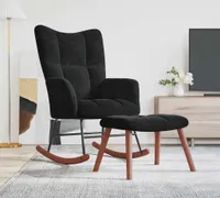 vidaXL Schaukelstuhl mit Hocker Samt Schwarz