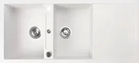 Doppel Becken Küchenspüle 2 Becken Spüle Granitspüle Weiß  Küchenspüle Granit Siphon Einbauspüle Spüle , SQ 1160x510-Weiß-Doppel