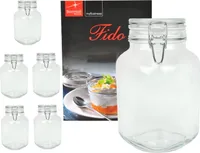 6er Set Einmachglas Bügelverschluss Original Fido 3,0L Vorratsgläser incl. Bormioli Rezeptheft
