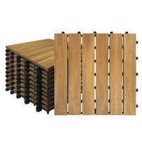 Dřevěné dlaždice Terasové dlaždice 30 x 30 cm Dřevěný vzhled balkonových dlaždic s drenáží a kliknutím Podlahové dlaždice odolné proti povětrnostním vlivům (model A, velikost: 11 kusů | 1m²) CEEDIR