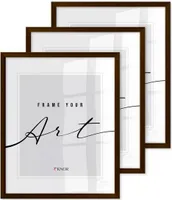 🖼️KNOR®️ Bilderrahmen 30X40 cm Braun Holzdekor, 3er Set Posterrahmen, Bilderrahmen, Fotorahmen, bruchsicheres Acrylglas, Picture Frame 30X40, zum Aufhängen & Aufstellen 🎨Isabella Kollektion