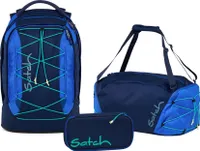 Satch Schulrucksack-Set PACK Crossed Blue 3-teilig, ab 5. Klasse