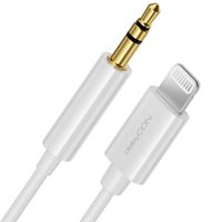deleyCON 0,5m Lightning 8 Pin zu 3,5 mm Klinke Stecker Audiokabel Apple MFi Kompatibel mit iPhone 14 Pro Max 14 Pro 14 Plus 14 SE 13 Pro Max 13 Pro 13 Mini 12 Pro Max 12 Pro iPad iPod - Weiß