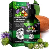 Shampoo 3-in-1 mit Rizinusöl Lavendelöl Arganöl Kopfhaut Pflege Haarwachstum Vegan, 1x 300ml