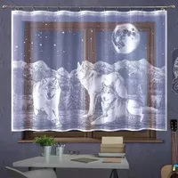 Firanka gotowa żakardowa dziecięca Wilki 320x140 cm biała G194 - 140 cm 320 cm