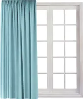 Gardine mit Kräuselband Universalband Vorhang Gardinenband Verdunkelung Blickdicht 140 (B) x 245 (L) Himmelblau 1er Pack